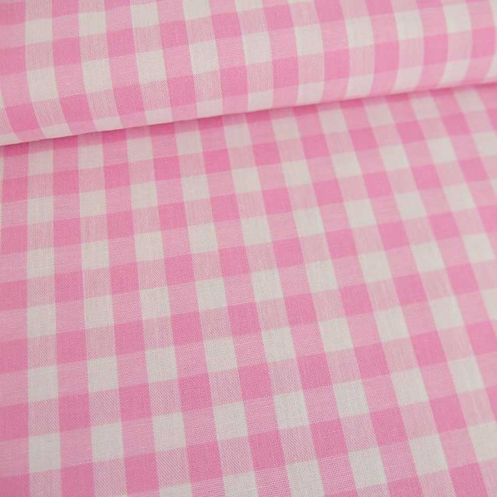 Tissu coton vichy - rose x 10cm