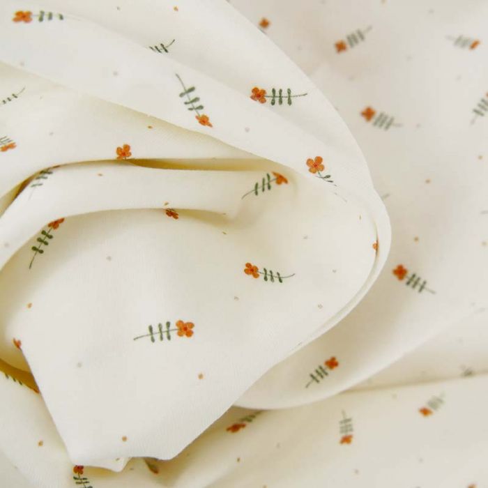 Tissu jersey bio fleurs Maïa - écru  x 10 cm