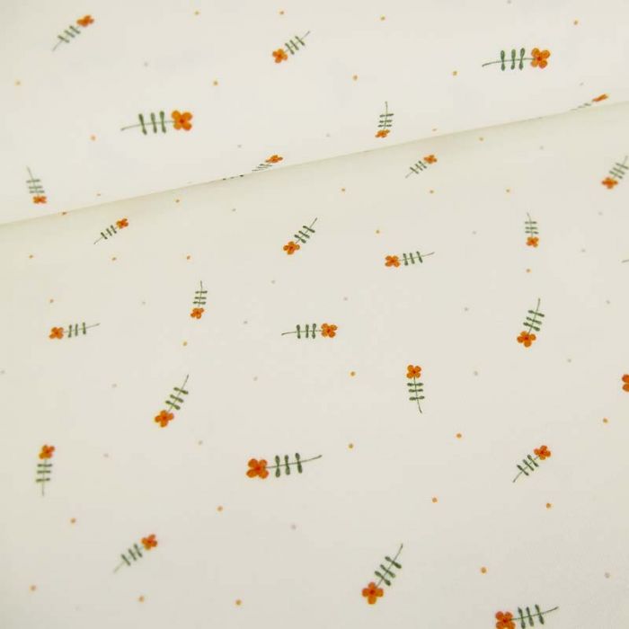 Tissu jersey bio fleurs Maïa - écru  x 10 cm