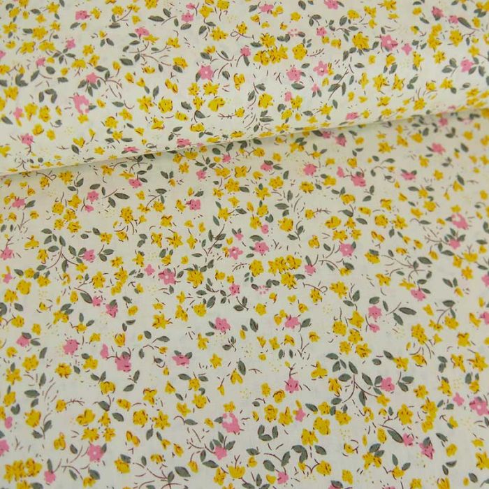 Tissu popeline coton Elisa - jaune x 10 cm