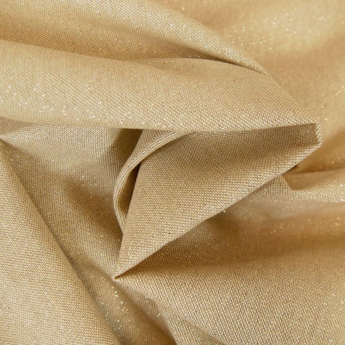 Tissu toile coton lurex doré - beige x 10 cm