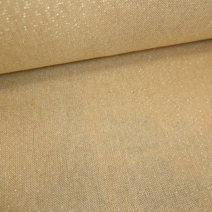 Tissu toile coton lurex doré - beige x 10 cm