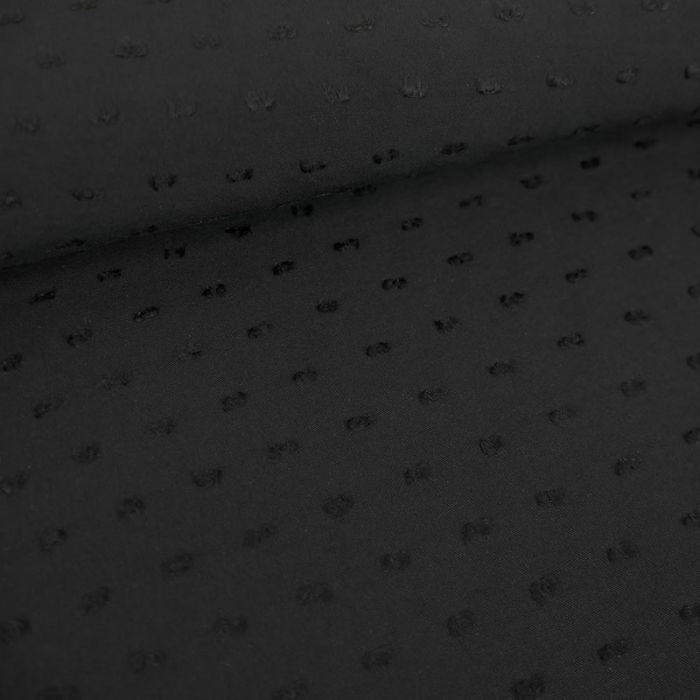 Tissu viscose plumetis - noir x 10 cm