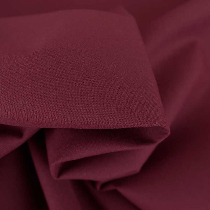 Tissu cretonne bio uni - bordeaux x 10cm