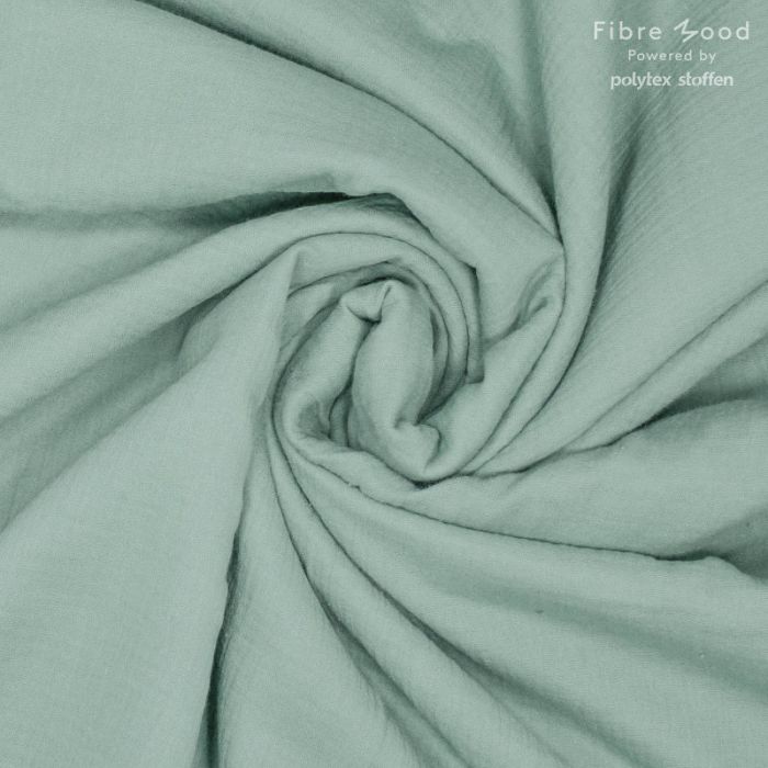 Tissu double gaze de coton vert céladon - Fibre Mood x 10 cm
