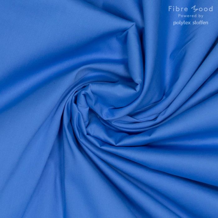 Tissu popeline de coton stretch bleu - Fibre Mood x 10 cm