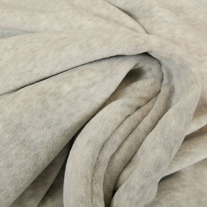 Tissu jersey velours nicky coton  - gris clair x 10 cm