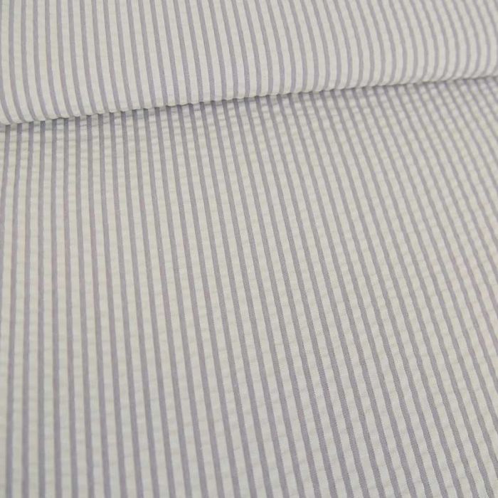 Tissu seersucker rayures haute couture - parme x 10 cm
