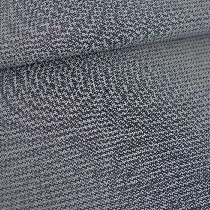 Tissu coton tissé cubes imbriqués haute couture - bleu marine x 10 cm