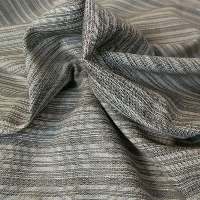 Tissu coton effet lin rayures haute couture - gris x 10 cm