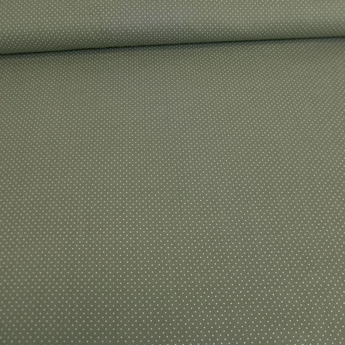 Tissu voile de coton à pois - vert de gris x 10 cm