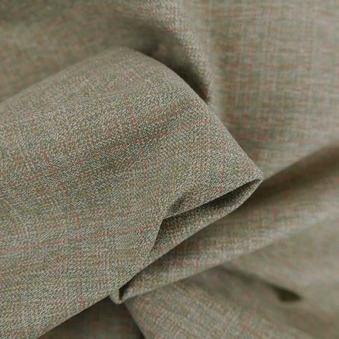 Tissu toile de coton carreaux haute couture - vert kaki x 10 cm