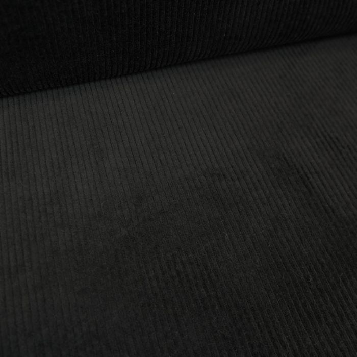 Tissu velours côtelé stretch uni - noir x 10 cm
