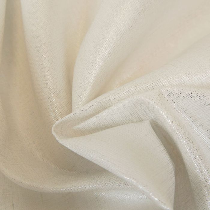 Tissu lin lamé - Blanc Argenté x 10 cm