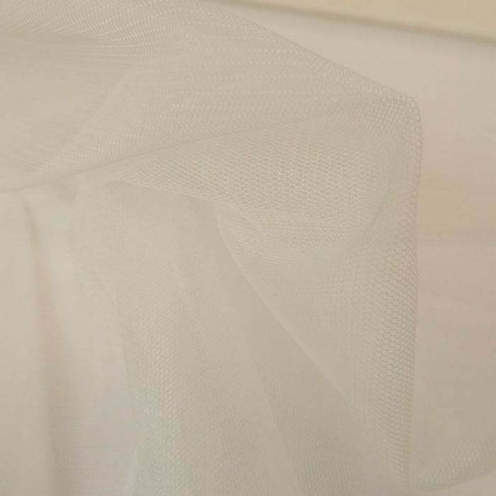 Tissu tulle fin souple - blanc cassé x 10 cm