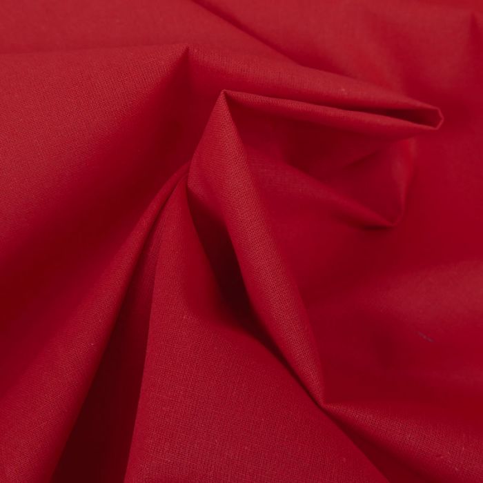 Tissu cretonne coton uni - rouge hermes x 10cm