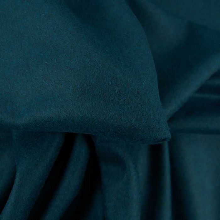 Tissu 100% cachemire haute couture - bleu pétrole x 10 cm