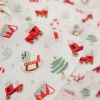 Tissu popeline de coton jouets de Noël - blanc x 10 cm