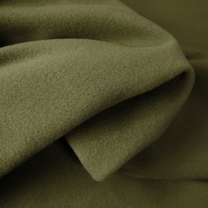 Tissu laine et cachemire haute couture - vert olive x 10 cm
