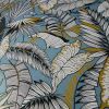 Tissu bachette coton jungle dorée - bleu x 10 cm