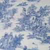 Tissu popeline coton toile de jouy bleu - écru x 10 cm
