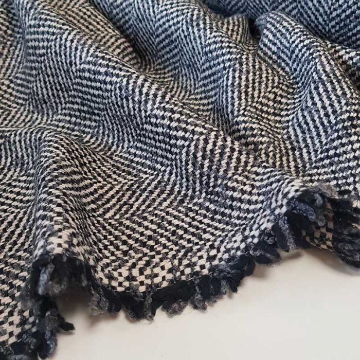 Tissu lainage tweed chevrons haute couture - gris chiné x 10 cm