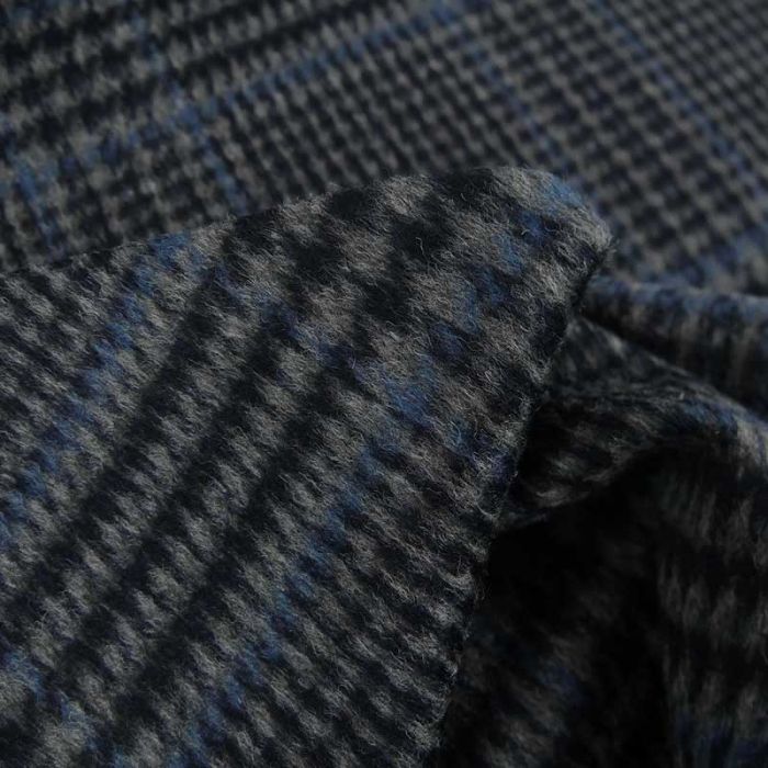 Tissu cachemire Prince de Galles haute couture - gris foncé x 10 cm
