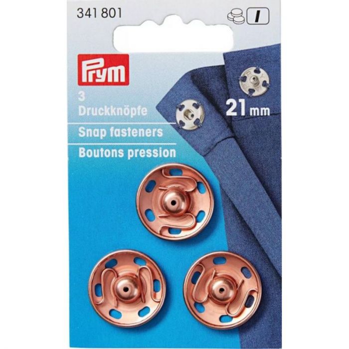 Boutons pression métal 21 mm Prym or rose