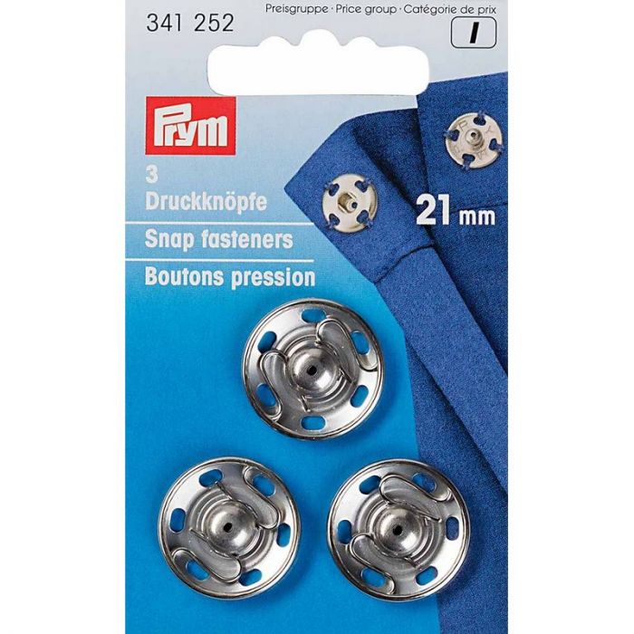 Boutons pression métal 21 mm Prym argent