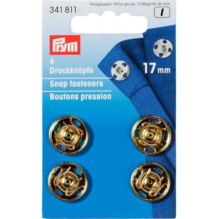 Boutons pression métal 17 mm Prym or
