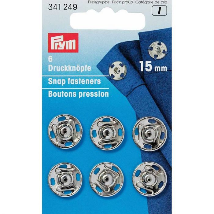 Boutons pression métal 15 mm Prym argent