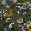 Tissu twill viscose fleurs anciennes haute couture - kaki x 10 cm