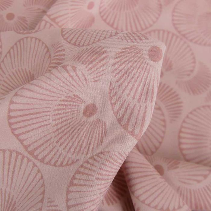 Tissu jersey coton bio tourbillon - rose pâle x 10 cm