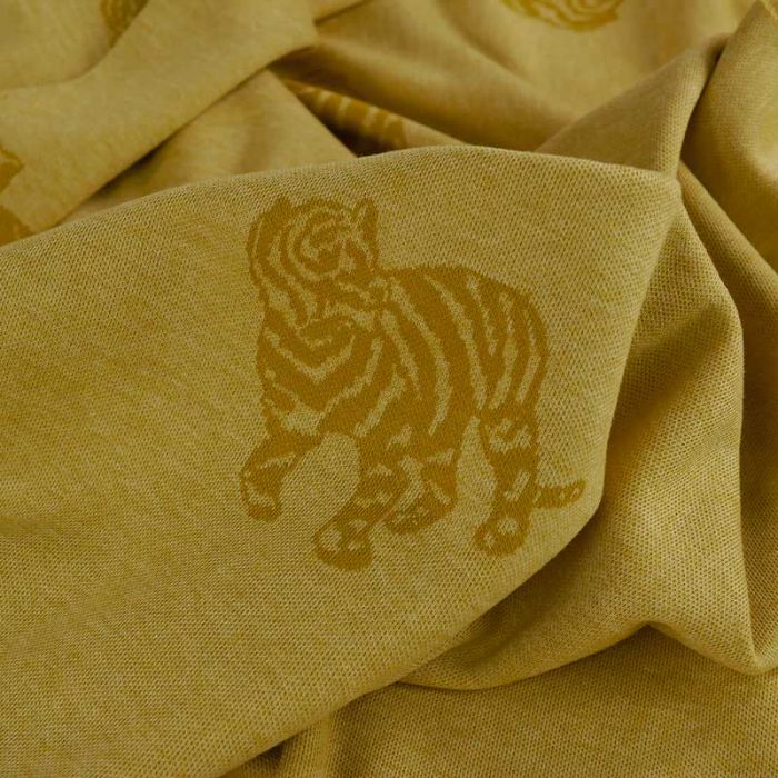 Tissu jersey jacquard tigre jaune - Fibre Mood x 10 cm