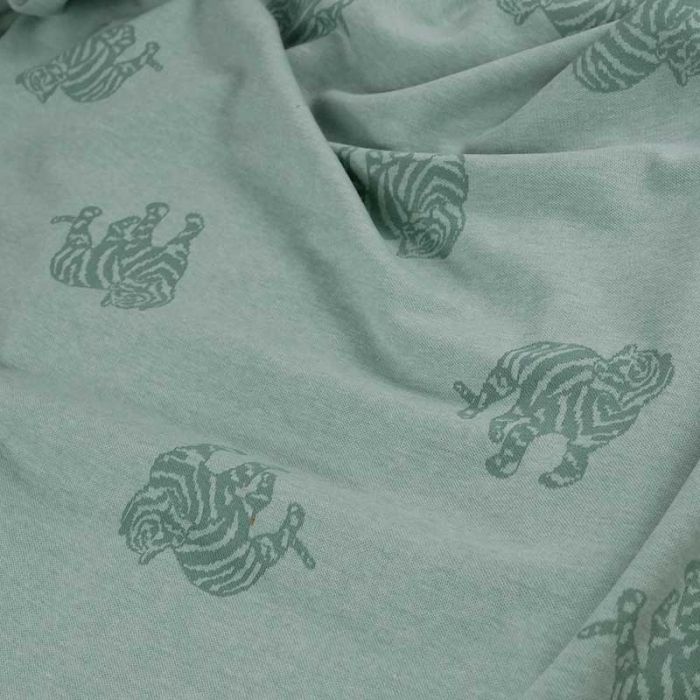 Tissu jersey jacquard tigre vert - Fibre Mood x 10 cm