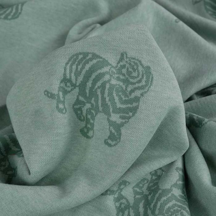 Tissu jersey jacquard tigre vert - Fibre Mood x 10 cm
