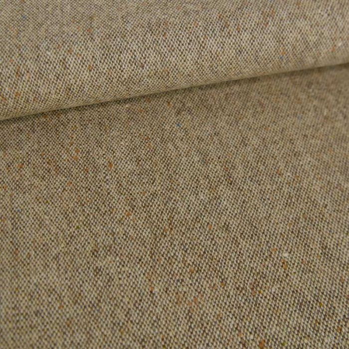 Tissu laine tweed chiné haute couture - beige x 10 cm