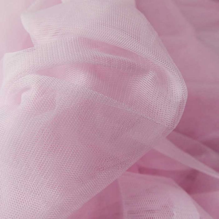 Tissu tulle fin souple - rose clair x 10 cm