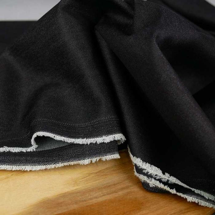 Tissu denim haute couture - noir x 10 cm