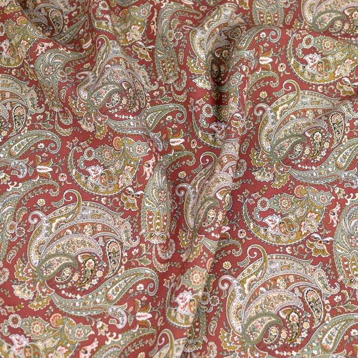Tissu viscose cachemire haute couture - marron x 10 cm