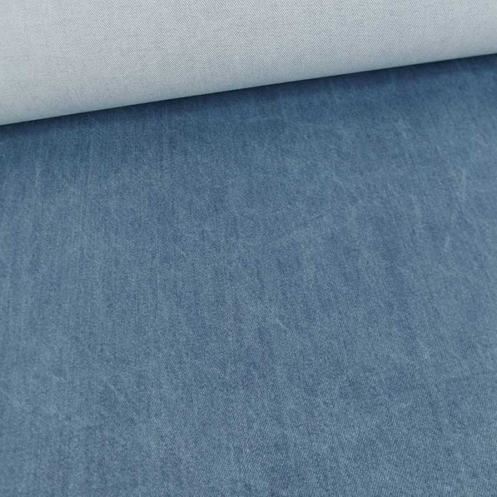 Tissu denim enduit haute couture - bleu x 10 cm