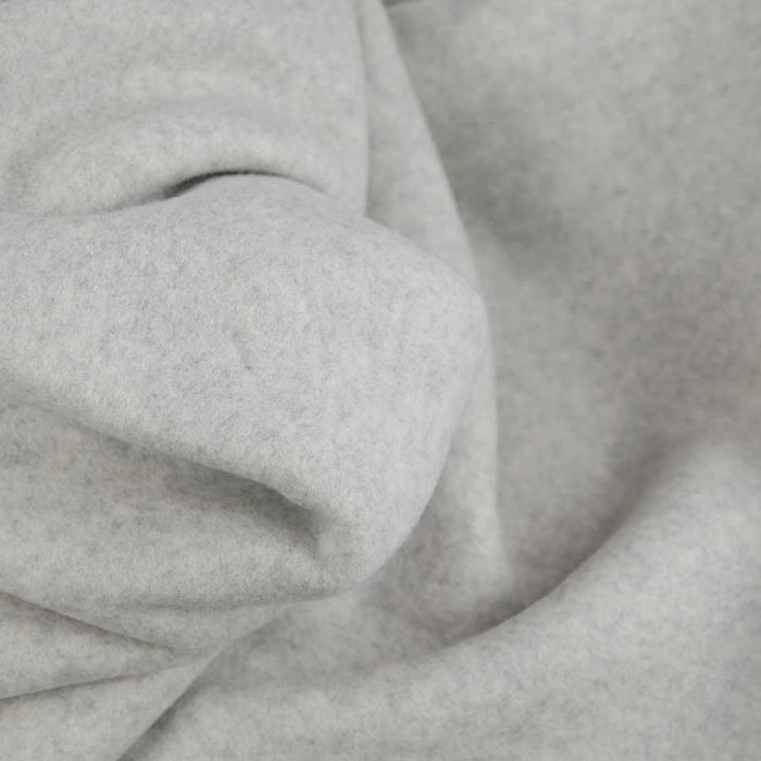 Tissu polaire molleton coton bio - gris clair x 10 cm