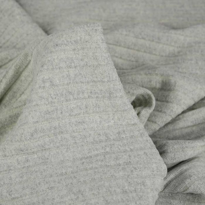 Tissu jersey polycoton côtelé uni - gris clair x 10 cm