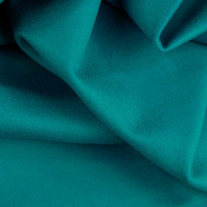 Tissu drap de laine cachemire haute couture - bleu pétrole x 10cm