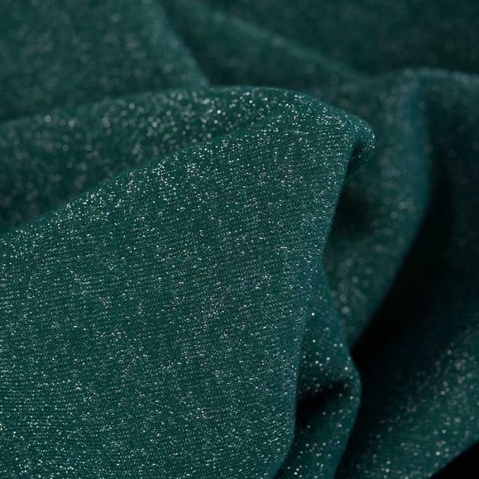 Tissu molleton sweat lurex argent - vert canard x 10 cm