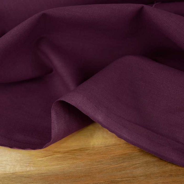Tissu cretonne coton uni - violet mauve x 10cm