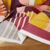 Tissu bachette lin peinture abstraite - rose or x 10 cm