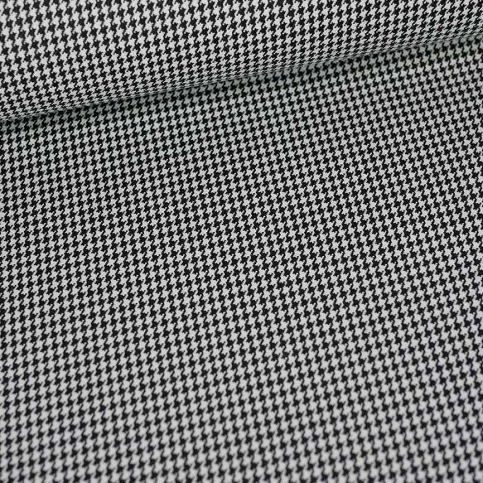 Tissu polyviscose pied-de-poule noir - blanc x 10 cm