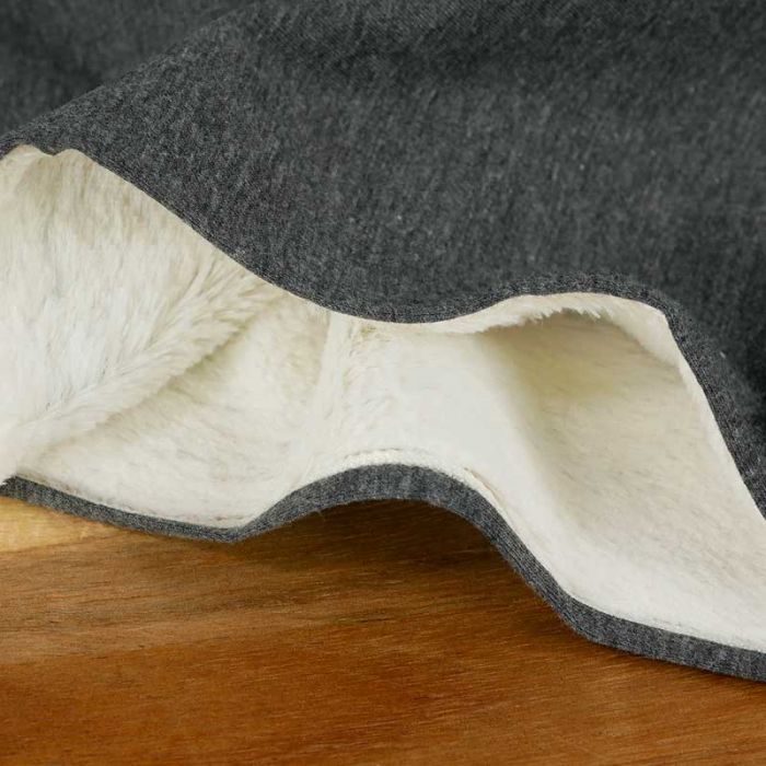 Tissu jersey sweat envers fausse fourrure - gris foncé x 10 cm