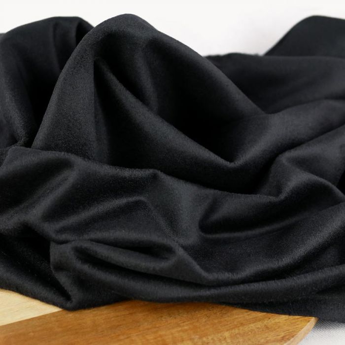 Tissu drap de laine cachemire haute couture- noir x 10 cm